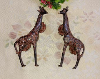 Brass Giraffe Door Handle Set | Rustic African Decor