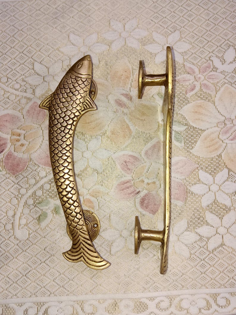 Trout Fish Door Decorative Handle | Brass Nautical Themed Curved Fish ...