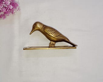 Chirping Bird Doorbell Decor | Brass Woodpecker Cottage Door Knocker