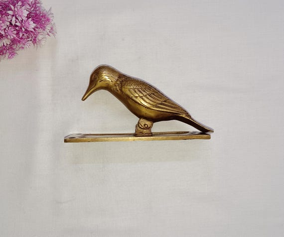 さえずる鳥のドアベル装飾 | 真鍮製キツツキのコテージドアノッカー