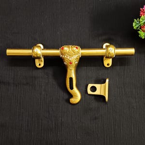 Brass Ganesha Art Door Latch | Brass Elephant Themed Latch Sliding Pull Interior Door Hardware Decor