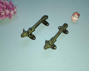 Brass Cow Head Cabinet Pulls: Bull Face Drawer Knobs, Set of 2