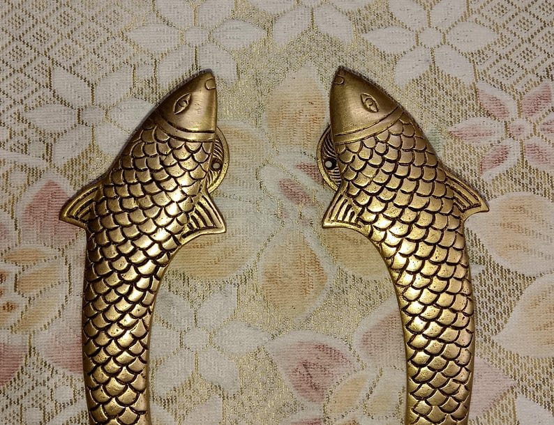 Trout Fish Door Decorative Handle | Brass Nautical Themed Curved Fish ...