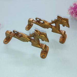 Dörrhandtag i mässing med hästmotiv: Rustik boskapsdekor, set om 2