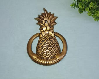 Heurtoir de porte en laiton et ananas : sonnette tropicale