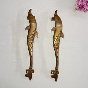 Messing Delfin Türgriffe: Almirah Fish Pulls, 2er Set