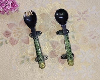 Brass Fork & Spoon Door Handle Set: Restaurant Decor