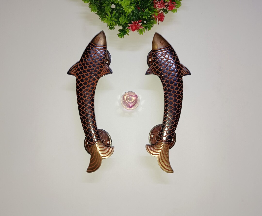 Brass Fish Cabinet Pulls: Salmon Shape Handles, Set of 2 - Etsy