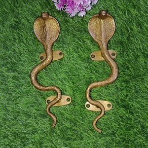 Brass Serpent Door Handle: Snake Themed Entrance Decor (8.5" Inches)