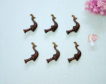 Brass Peacock Shape Drawer Knobs or Kitchen Cabinet Pull  | Set of 06 Pieces