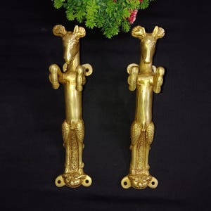 Brass Horse Shape Door Handle | Male Female Jumping Horse Design Door Pull | Set of 02 pieces