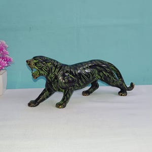 Brass Tiger Statue | Brass Roaring Jaguar Statue | Weight- 1550 Grams Approx.