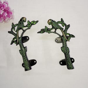 7&quot; Inch Brass Parrot With Plant Design Cupboard Door Pull | Brass Garden Theme Handle | Set of 02 pieces