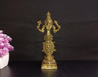 Estatua de la diosa Narayan Kurma (avatar) de latón de 9,3 pulgadas (23,5 cm)