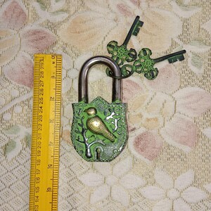 Bird Engraved Safety Door Lock with 02 Keys | Brass Unique Door Padlock Fully Functional Hardware