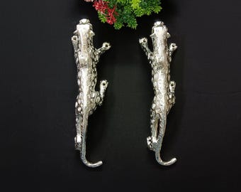 Silver Plated Brass Jaguar Door Pulls - Set of 2