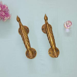 Brass Peacock Shape Kitchen Cabinet Knob in Dull Golden Color | Set of 02 pieces