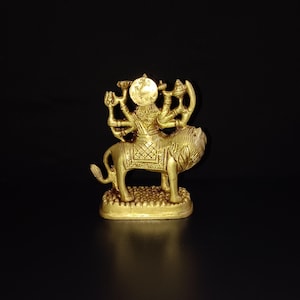Brass Durga Mata Sculpture | Brass Hindu Goddess Giving Blessings