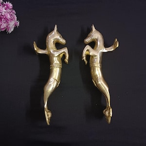 Brass Male Horse Shape Door Handle | Brass Masculine Pony Door Pull | Set of 02 pieces