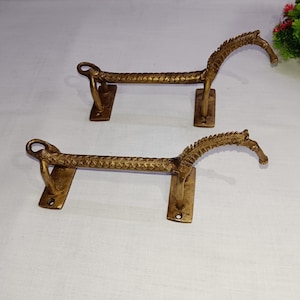 Tribal Horse Kitchen Door Handle Pair | Brass Stallion Horse Art Door Pull Set