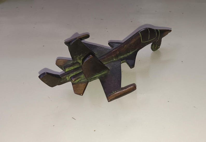 Fighter Airplane Model Table Showpiece Brass Military Aircraft Jet Idol