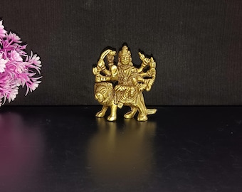Hinduistische Göttin aus Messing spendet Segen | Durga Mata-Statue aus Messing