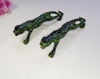 Brass Jaguar Door Handles: Wild Cat Design, Set of 2