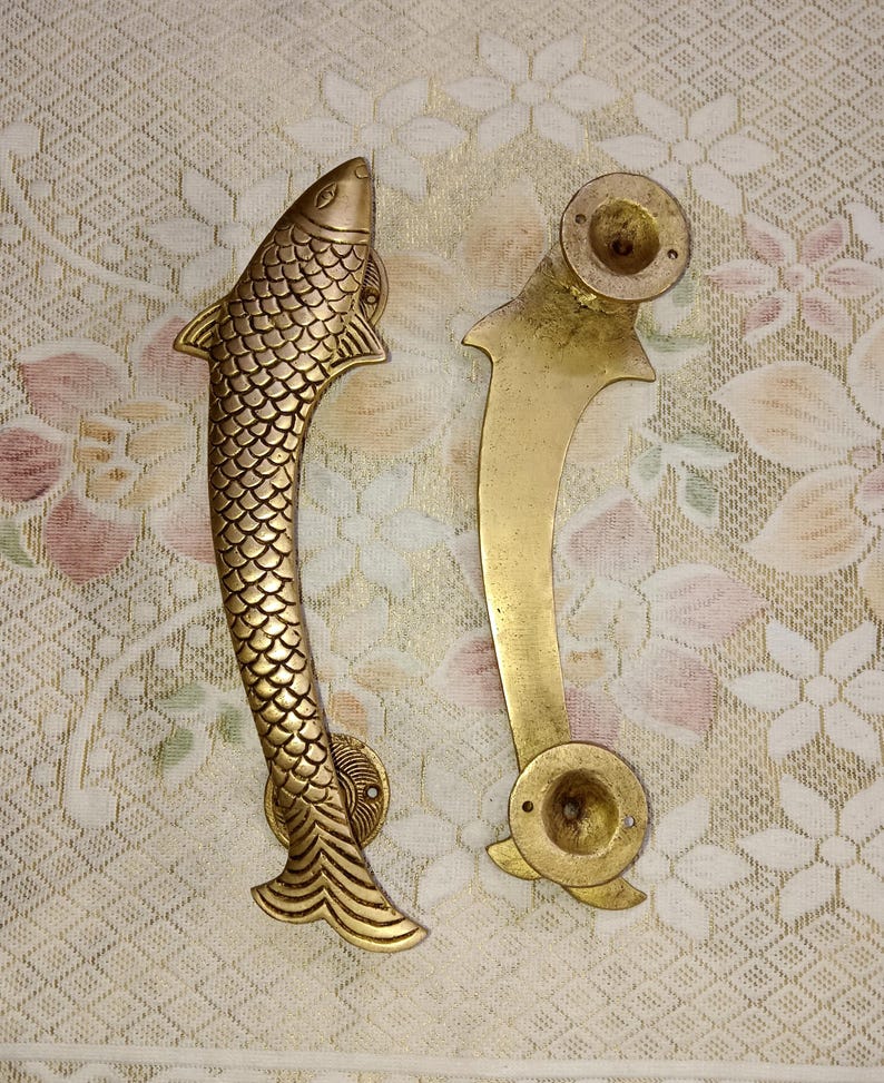 Trout Fish Door Decorative Handle | Brass Nautical Themed Curved Fish ...