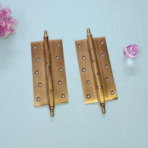 Brass Polished Hinges (8 Inches) | Brass Door Hardware, Set of 2 pieces