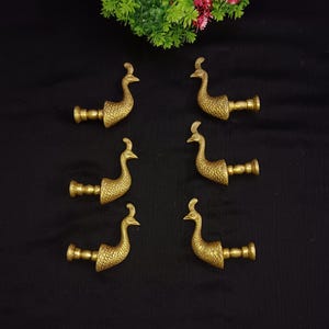 Peacock Head Cupboard Knobs | Brass Peacock Drawer Knob | Set of 06 Pieces