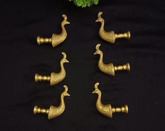 Peacock Head Cupboard Knobs | Brass Peacock Drawer Knob | Set of 06 Pieces