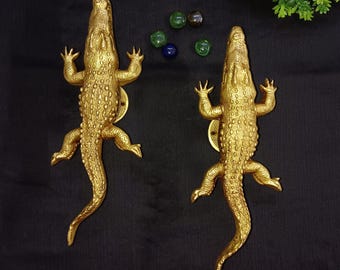 Messing Krokodil Runde Basis Griff für Türgriff | Wild Alligator Form Haus Tür Dekoration