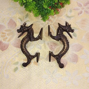 Fire Dragon Inspired Cupboard Handle Set | Brass Griffin Creature Design Living Room Door Pull Set