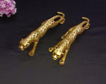Tiger Shape Door Heavy Puller Set | Brass Jaguar Design Main Door Handle Decorative Hardware