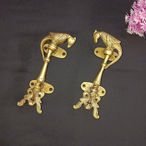 Brass Peacock Kitchen Cabinet Pull | Brass Parrot Cupboard Door Handle | Set of 02 pieces
