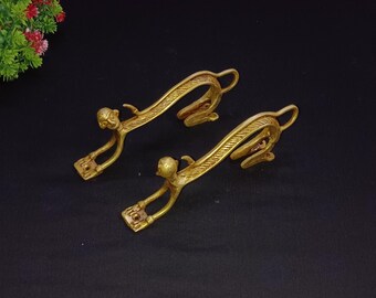 Tiradores de armario de latón con diseño de mono: tiradores de armario con arte tribal, juego de 2