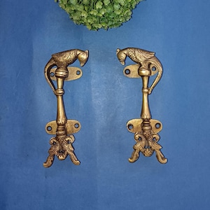 Brass Dancing Bird Shape Wardrobe Door Handle | Brass Pigeon Door Pull | Set of 02 pieces