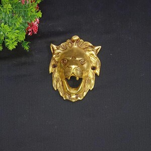 Decorazione da parete a forma di leone con bocca aperta / Decorazione da parete per ufficio in ottone raffigurante una bestia della giungla