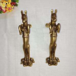 Leaping Horse Inspired Door Handle Decor | Brass Friesian Horse Living Room Decorative Door Pull Set