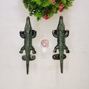 Poignées de porte en alligator en laiton : poignées de porte en crocodile, lot de 2