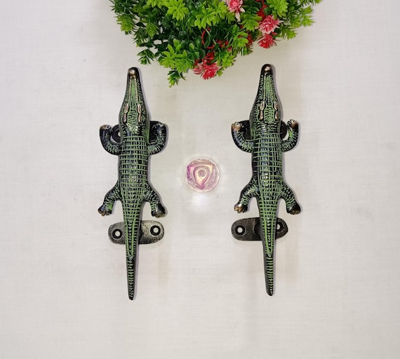 Brass Alligator Door Pulls: Crocodile Door Handles, Set of 2 - Etsy