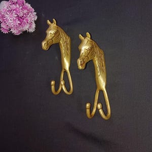 Brass Wall Hanging Horse Shape Hook | Brass Pony Design Kitchen Cloth Hanger | Set of 02 pieces