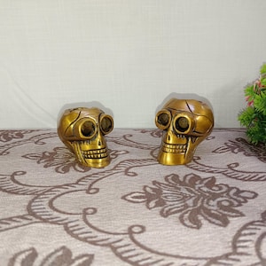 Brass Skull Ashtray of Male & Female | Tableware Art Party Decor Showpiece