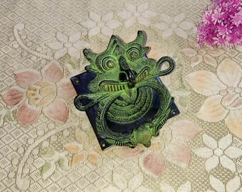 Brass Yali Face Door Knocker | Brass Dragon Face Scary House Door Bell
