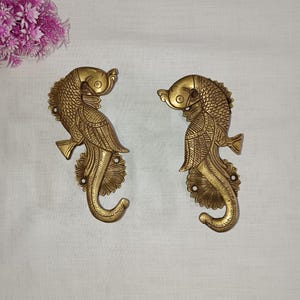 Parrot Curved Tail Front Door Handle Pair | Brass Cockatoo Bird Design Office Pull Hardware