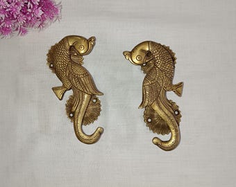 Parrot Curved Tail Front Door Handle Pair | Brass Cockatoo Bird Design Office Pull Hardware
