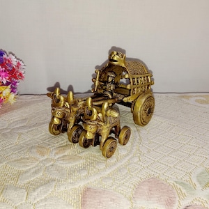 Farmar Mann mit Ochsenkarren Statue | Messing Farmer Fahrzeug Buggy Skulptur | Home Galerie Kunst Dekoration