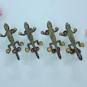 Messing-Wandhaken Eidechse: Reptilien Decor, 4er Set