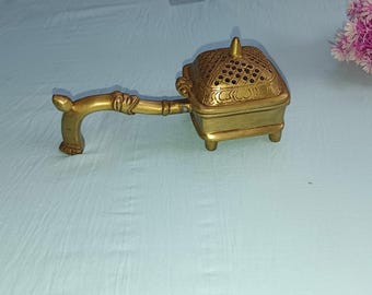 Brass Incense Burner Set: Temple Diya, Dhoop Dani