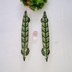 Poignées de porte feuille en laiton : thème des plantes et des arbres - Lot de 2